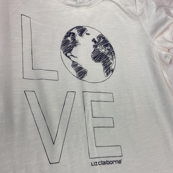 Liz Claiborne Simply Liz Tencel White Graphic Tee Small NWT - Picture 11 of 11